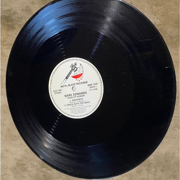 Mark Edwards – Code of Honor LP (1985 Metal Blade) Early US Press VG+ - Picture 5 of 10